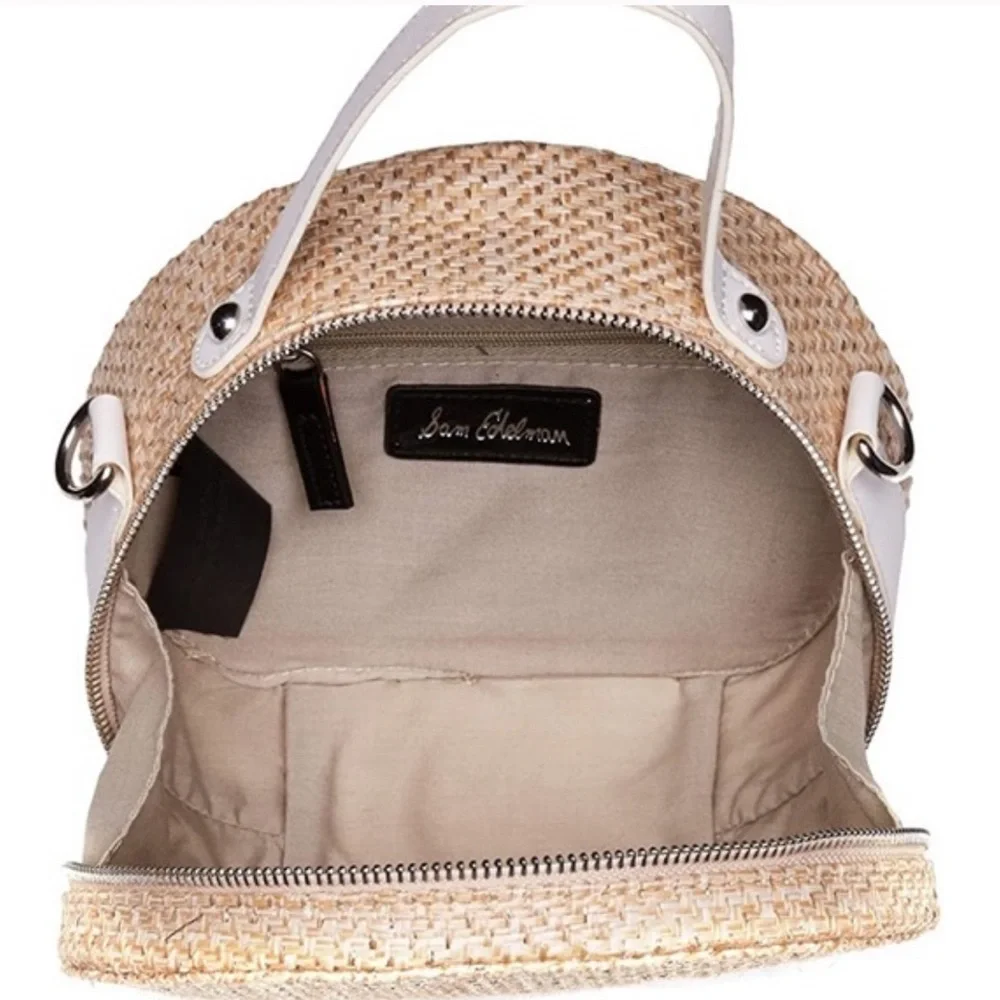 NWT Sam Edelman Beach Straw Crossbody with White Straps - Picture 4 of 8